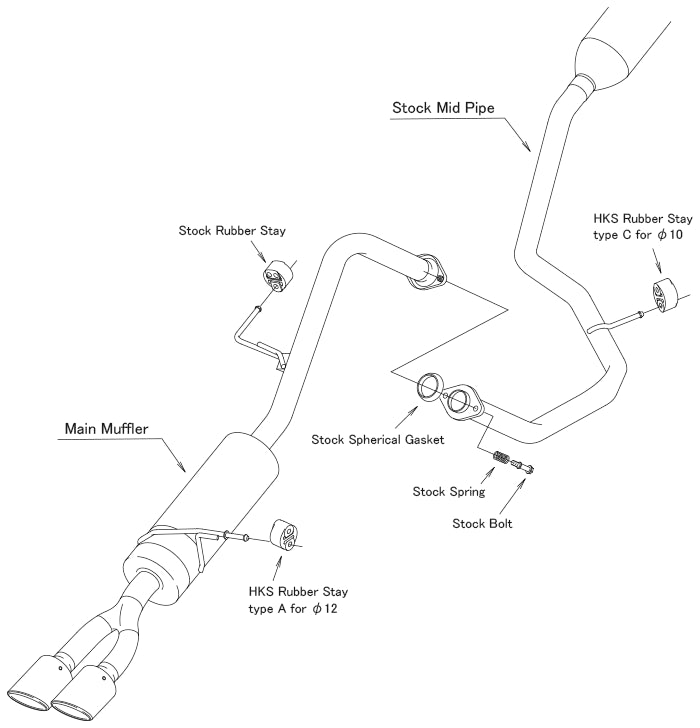 HKS 32016-AT129 Exhaust System HI-POWER SPEC-L II for TOYOTA Yaris Cross (MXPJ10/MXPB10) Photo-2 