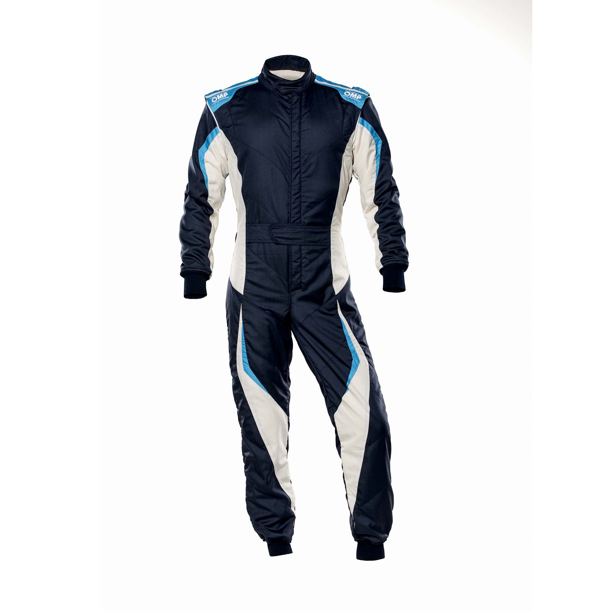 OMP IA0-1859-B01-246-46 Racing suit TECNICA EVO MY2021, FIA 8856-2018, navy blue/white/grey/cyan, size 46 Photo-0 