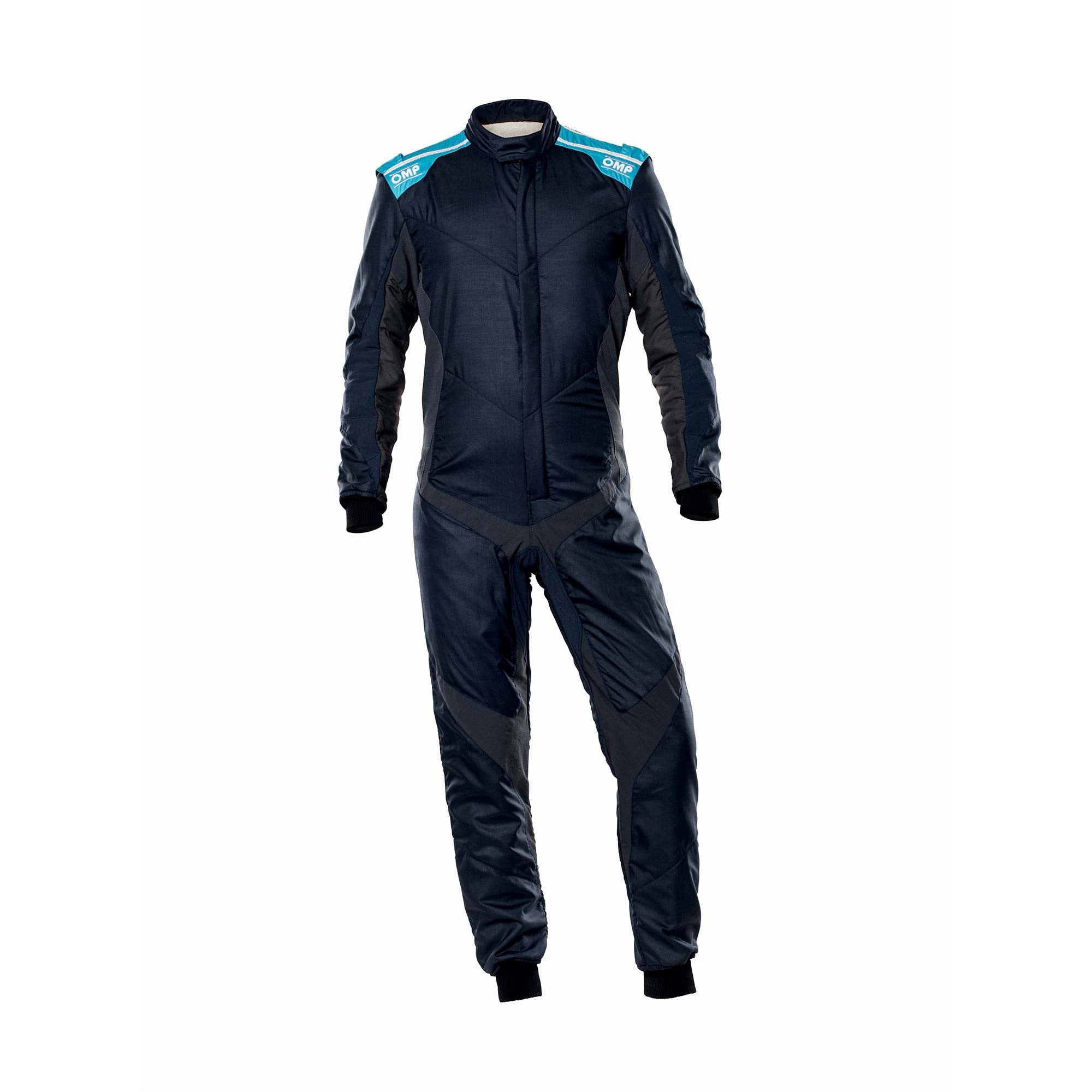 OMP IA0-1861-A01-246-64 Racing suit ONE EVO X, FIA 8856-2018, navy blue/gray/cyan, size 64 Photo-0 