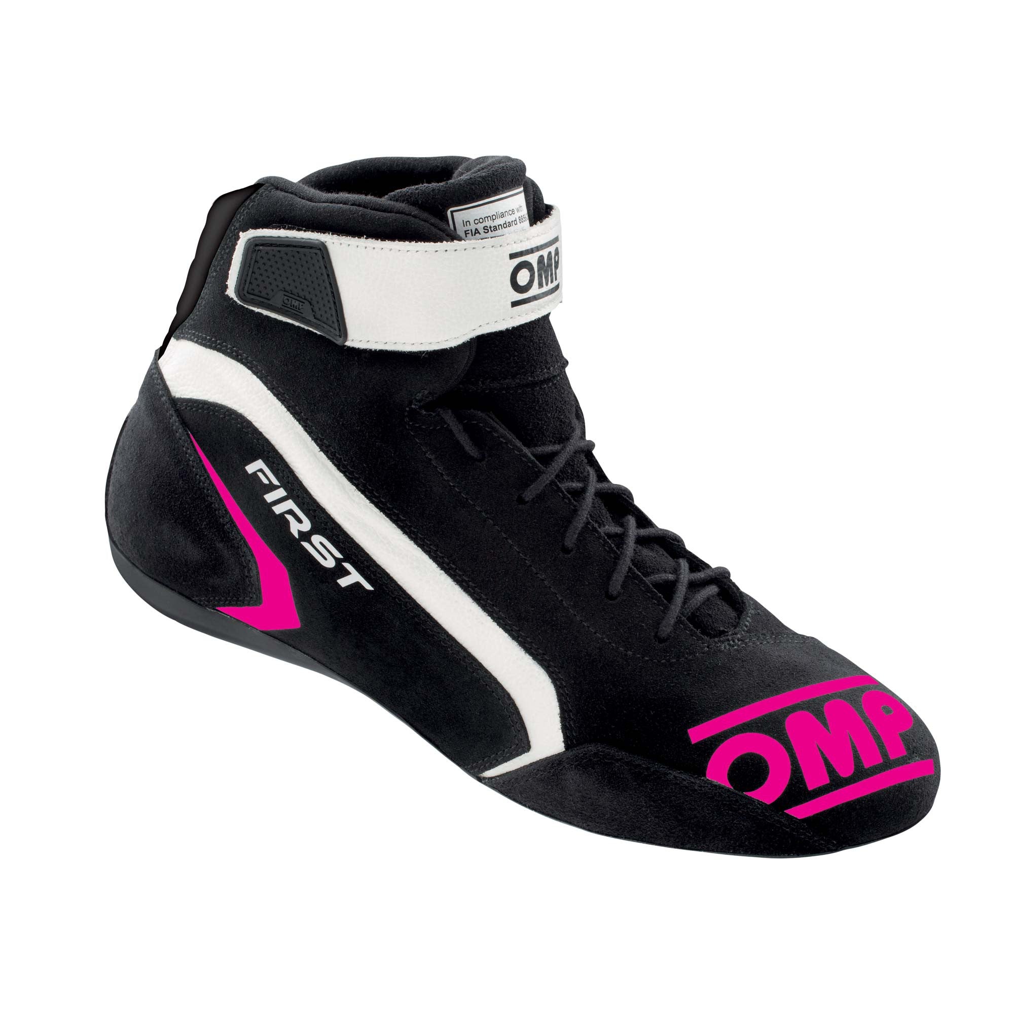 OMP IC0-0824-A01-277-41 FIRST my2021 Racing shoes, FIA 8856-2018, black/fuchsia, size 41 Photo-0 