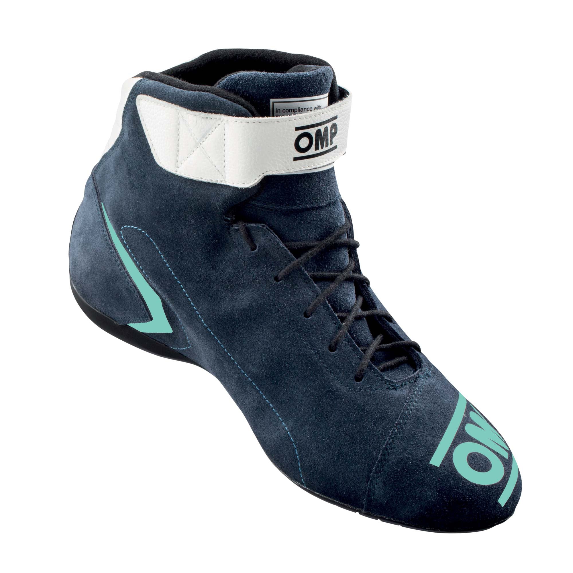 OMP IC0-0824-A01-248-48 FIRST my2021 Racing shoes, FIA 8856-2018, navy blue/tiffany, size 48 Photo-1 