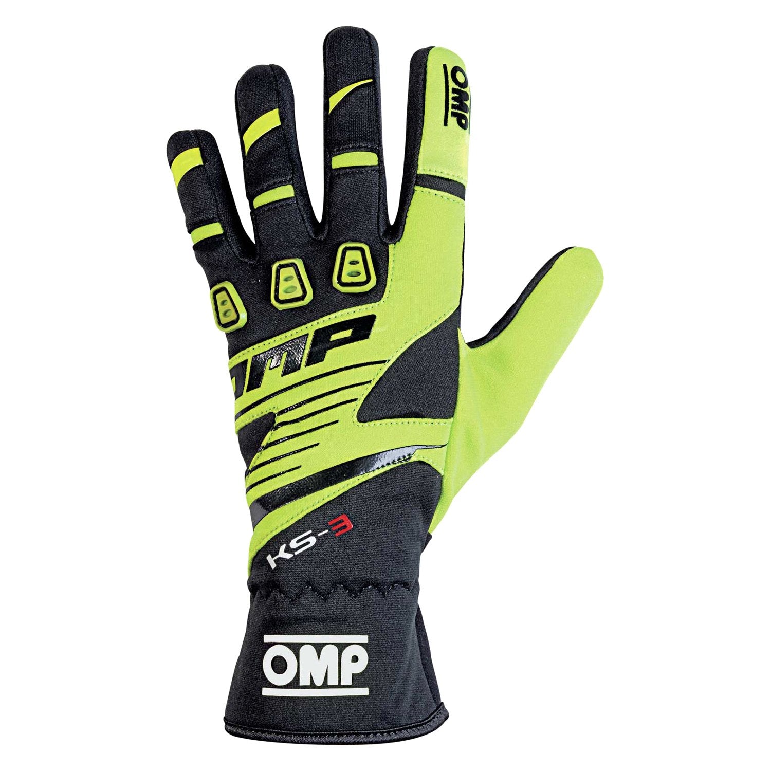 OMP KB0-2743-B01-059-XXS Karting Gloves KS-3 MY2018, Black / Fluo Yellow, Size XXS Photo-0 