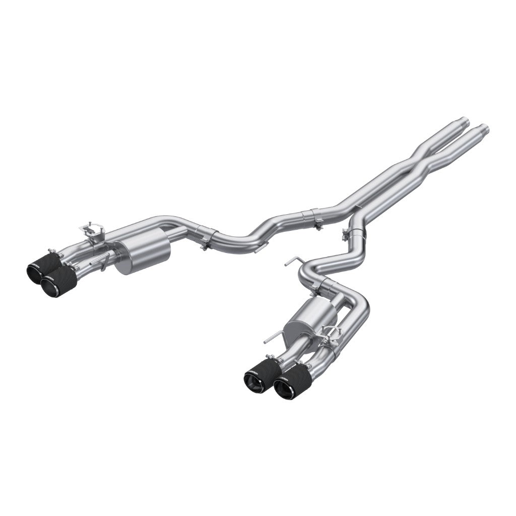 MBRP S72553CF Cat-Back 3" Armor Pro (T304 Stainless Steel / Quad with Carbon End Tips) for FORD Mustang GT 5.0L (S650) 2024- Photo-0 