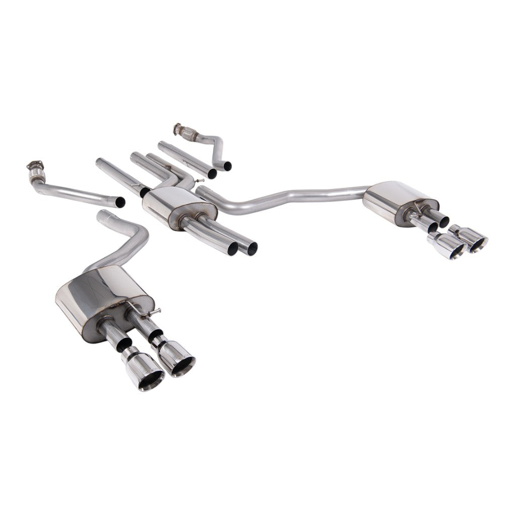 MILLTEK SSXAU1055 Cat-Back Exhaust, 2.76" (Polished GT-100 Trims) for AUDI A6 3.0L TFSI S-Line (C7.5) 2015-2018 Photo-0 