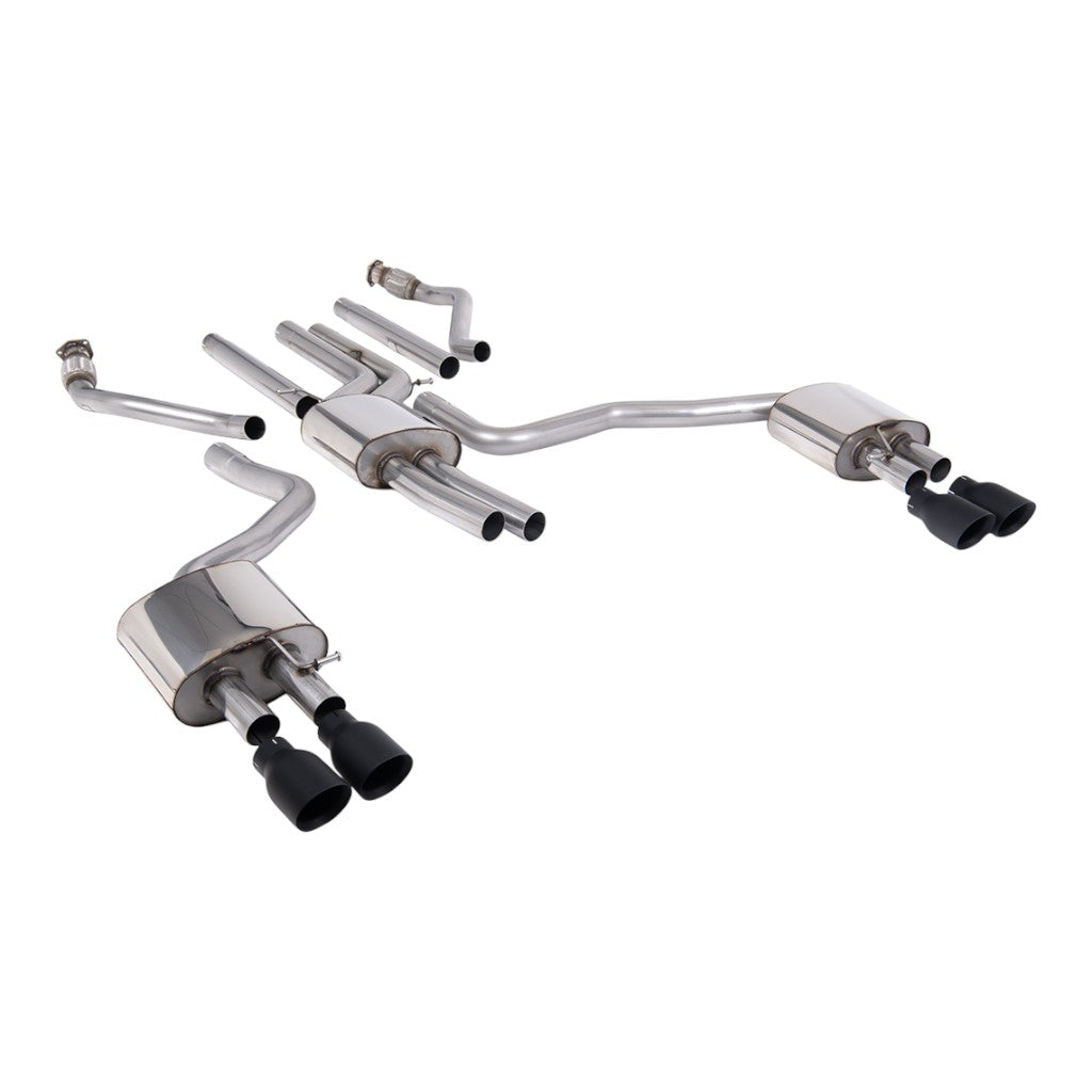 MILLTEK SSXAU1056 Cat-Back Exhaust, 2.76" (Cerakote Black GT-100 Trims) for AUDI A6 3.0L TFSI S-Line (C7.5) 2015-2018 Photo-0 