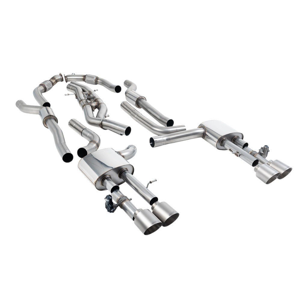 MILLTEK SSXAU1062 Cat-Back Exhaust, 3.15" (Brushed Titanium GT-115 Trims) for AUDI S8 (D5) Non-OPF/GPF 2020- Photo-0 