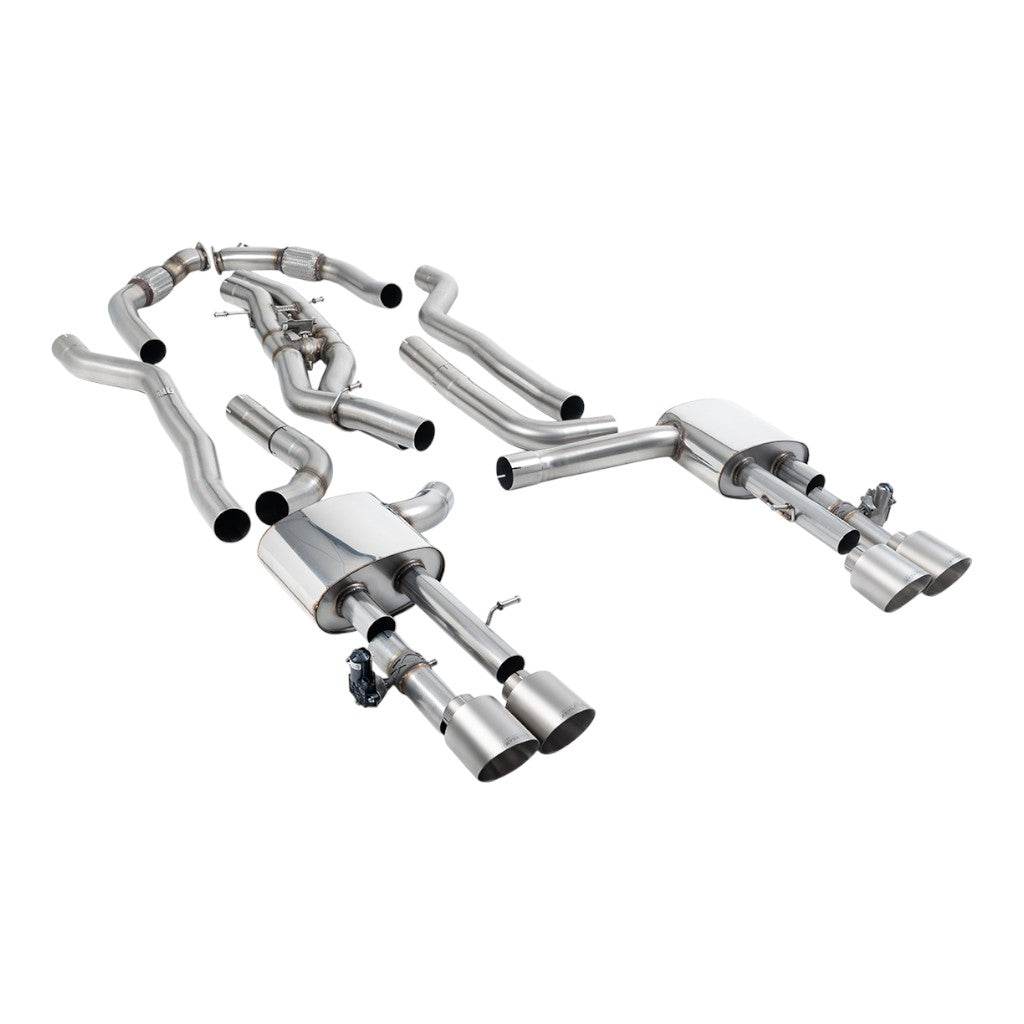 MILLTEK SSXAU1067 Cat-Back Exhaust, 3.15" (Brushed Titanium GT-115 Trims) for AUDI S8 (D5) Non-OPF/GPF 2020- Photo-0 