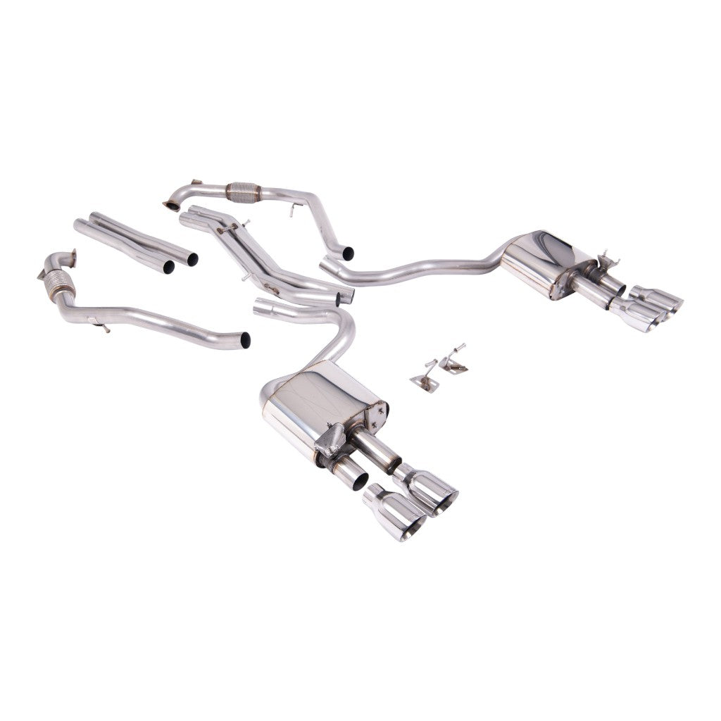 MILLTEK SSXAU1156 Cat-Back Exhaust, 2.5'' (Quad GT-100 Polished Trims) for AUDI S5 Coupe / Sportback RHD (B9) 2017- Photo-0 