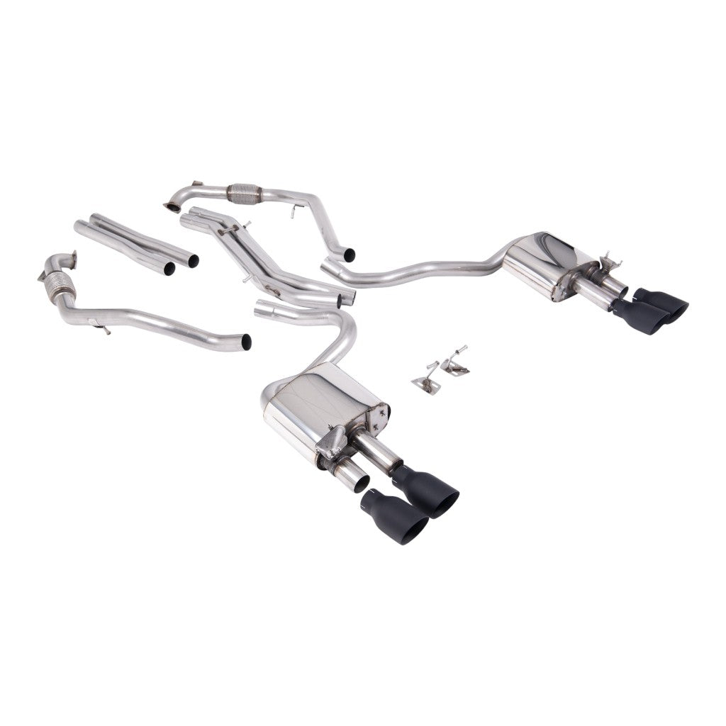 MILLTEK SSXAU1157 Cat-Back Exhaust, 2.5'' (Quad GT-100 Cerakote Black Trims) for AUDI S5 Coupe / Sportback RHD (B9) 2017- Photo-0 