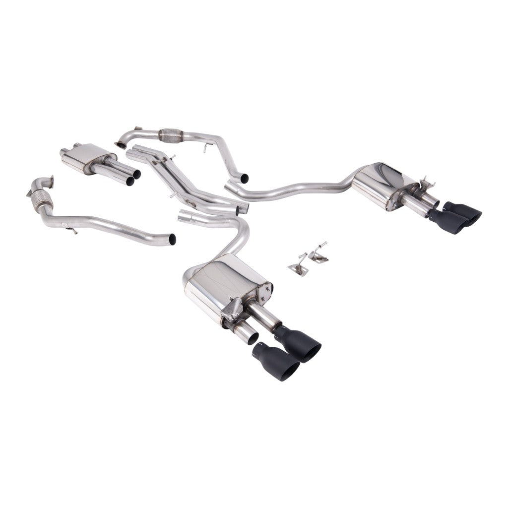 MILLTEK SSXAU1164 Cat-Back Exhaust, 2.5'' (Quad GT-100 Cerakote Black Trims) for AUDI S5 Coupe / Sportback RHD (B9) 2017- Photo-0 