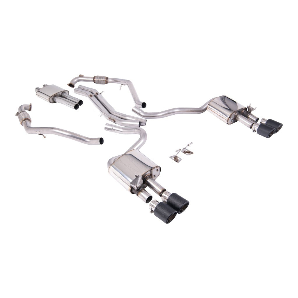 MILLTEK SSXAU1167 Cat-Back Exhaust, 2.5'' (Quad JET-100 Carbon Trims) for AUDI S5 Coupe / Sportback RHD (B9) 2017- Photo-0 