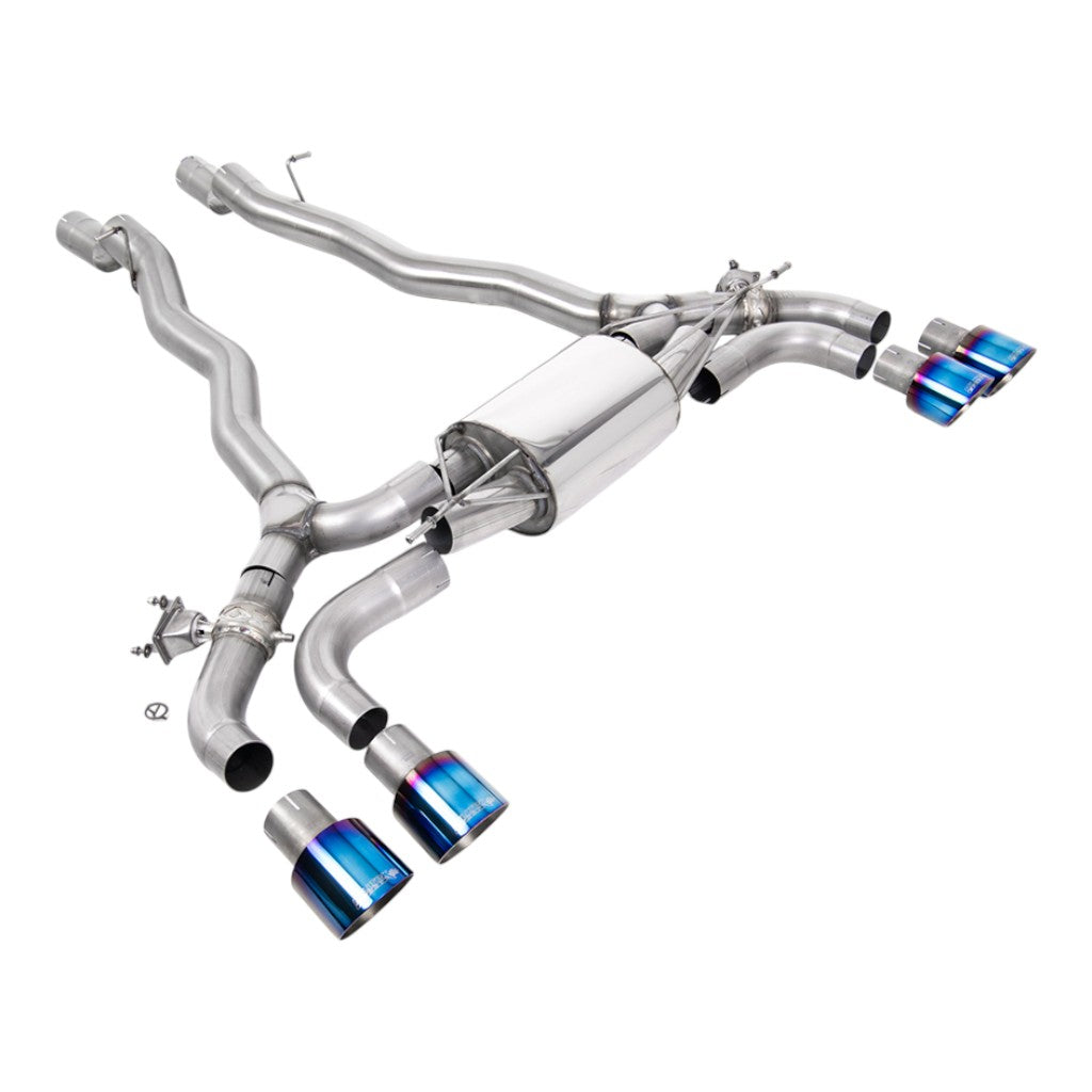 MILLTEK SSXBM1177 Filter-Back Exhaust, 3.15" (Blue Titanium GT-100 Trims) for BMW M5 / M5 Competition (F90) Photo-0 