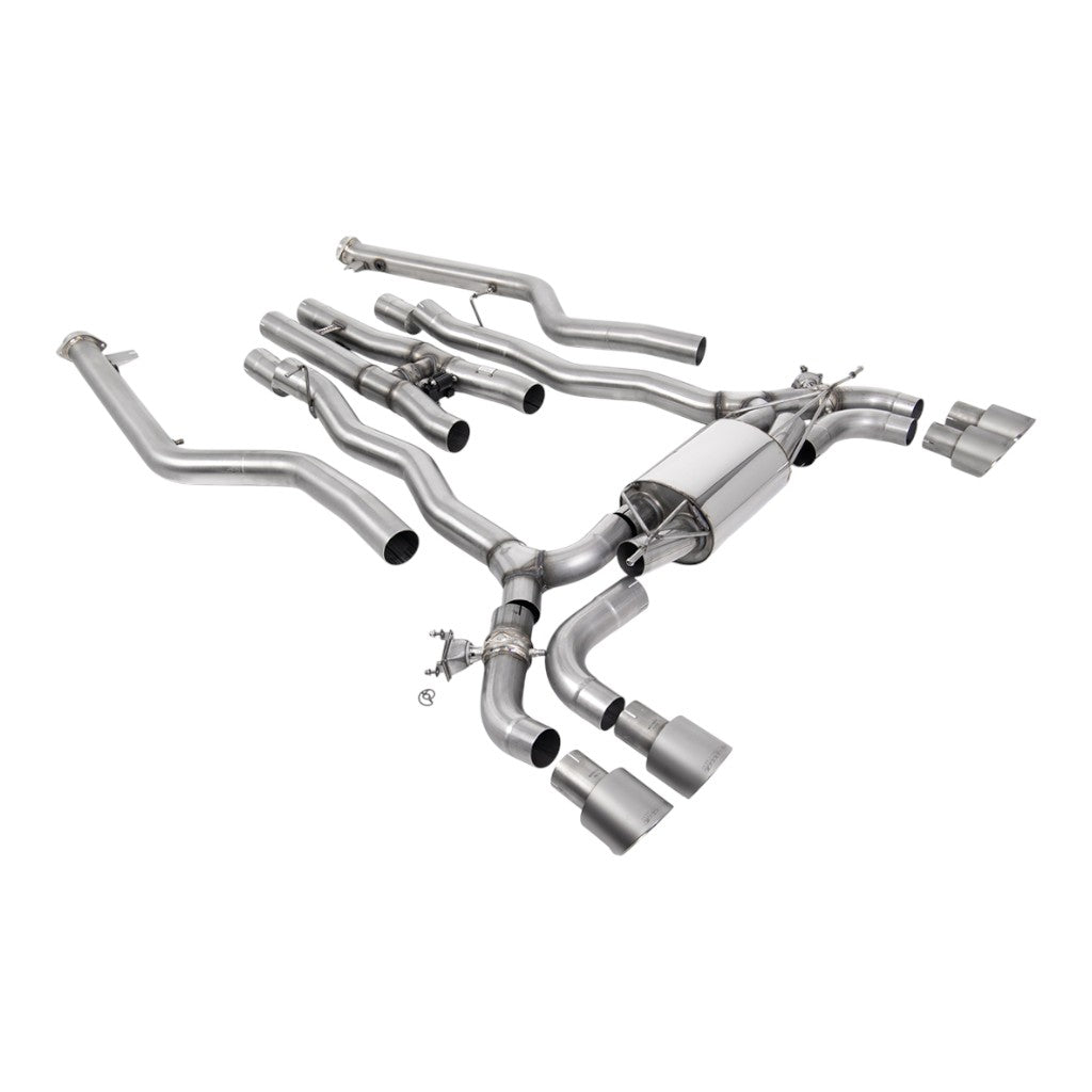 MILLTEK SSXBM1229 Cat-Back Exhaust, 3.15" (Brushed Titanium GT-100 Trims) for BMW M5 / M5 Competition LCI (F90) OPF/GPF Photo-0 