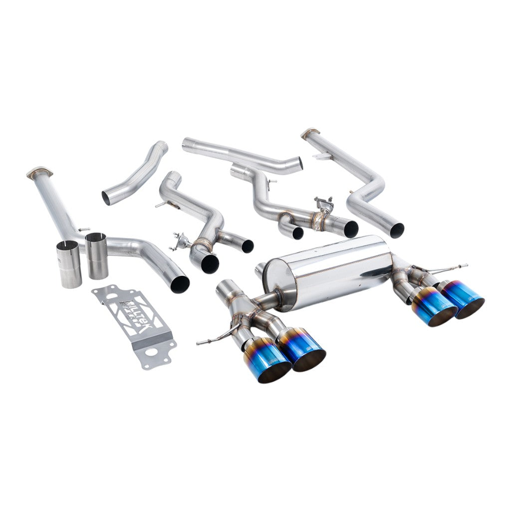 MILLTEK SSXBM1294 Cat-Back Exhaust, 3" (Blue Titanium GT-115 Trims) for BMW M2 (G87) OPF/GPF Photo-0 