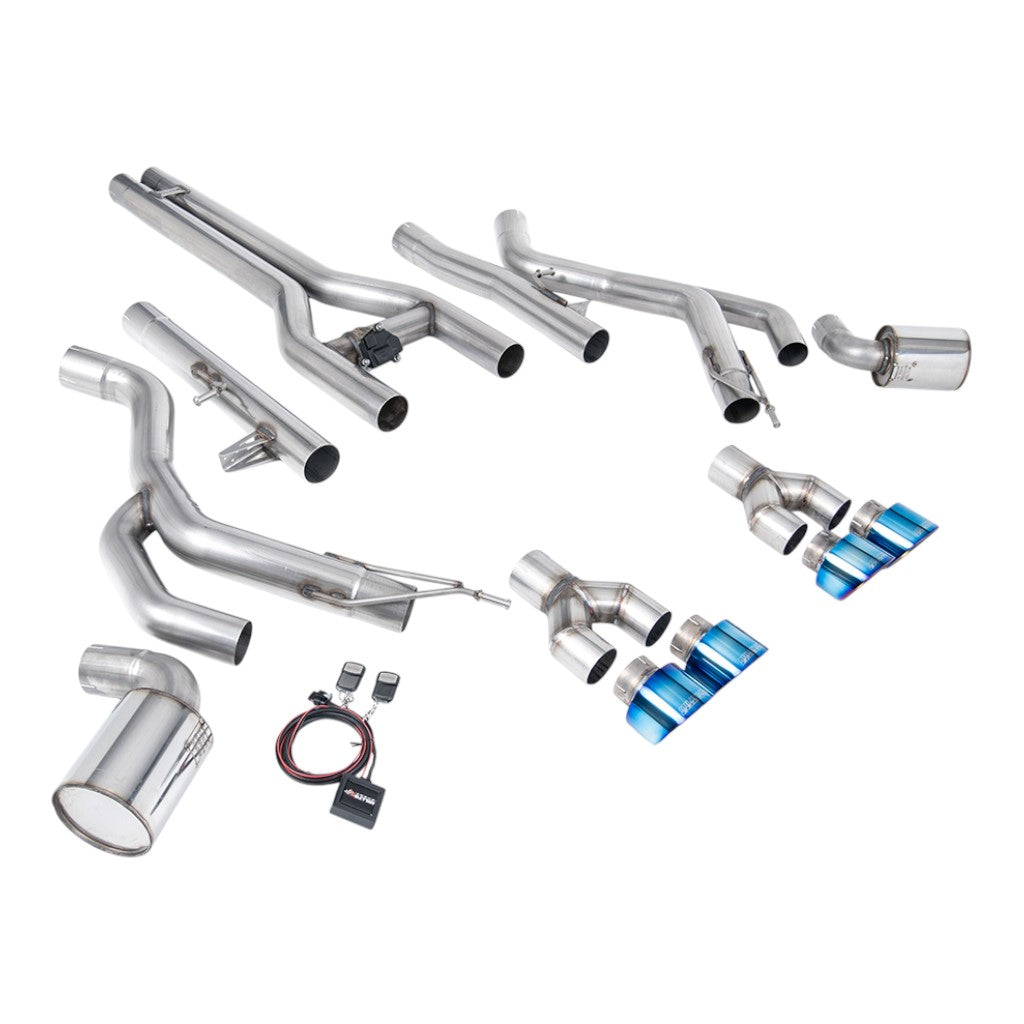 MILLTEK SSXDOD104 Front Pipe-Back Exhaust, 3" (Blue Titanium GT-100 Tips) for DODGE Challenger SRT Hellcat 2015-2022 Photo-0 