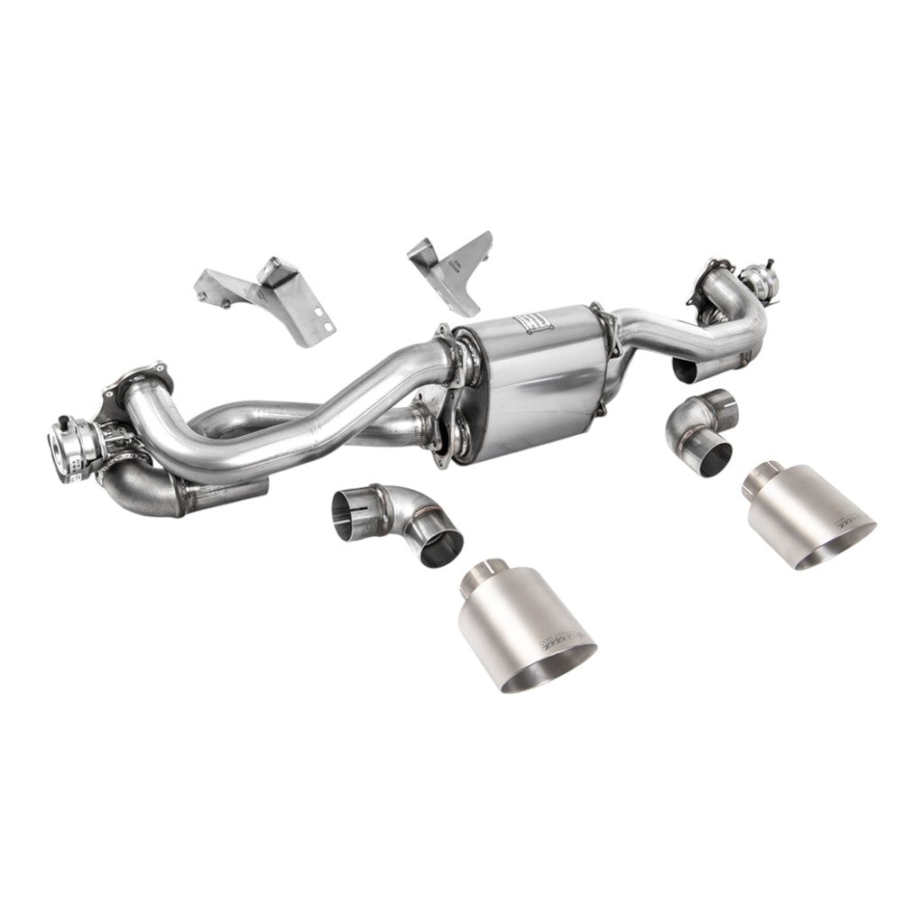 MILLTEK SSXPO159 Filter-Back Exhaust, 2.37" (Brushed Titanium GT-115 Trims) for PORSCHE 718 Boxster GTS / Cayman GT4 2020- Photo-0 