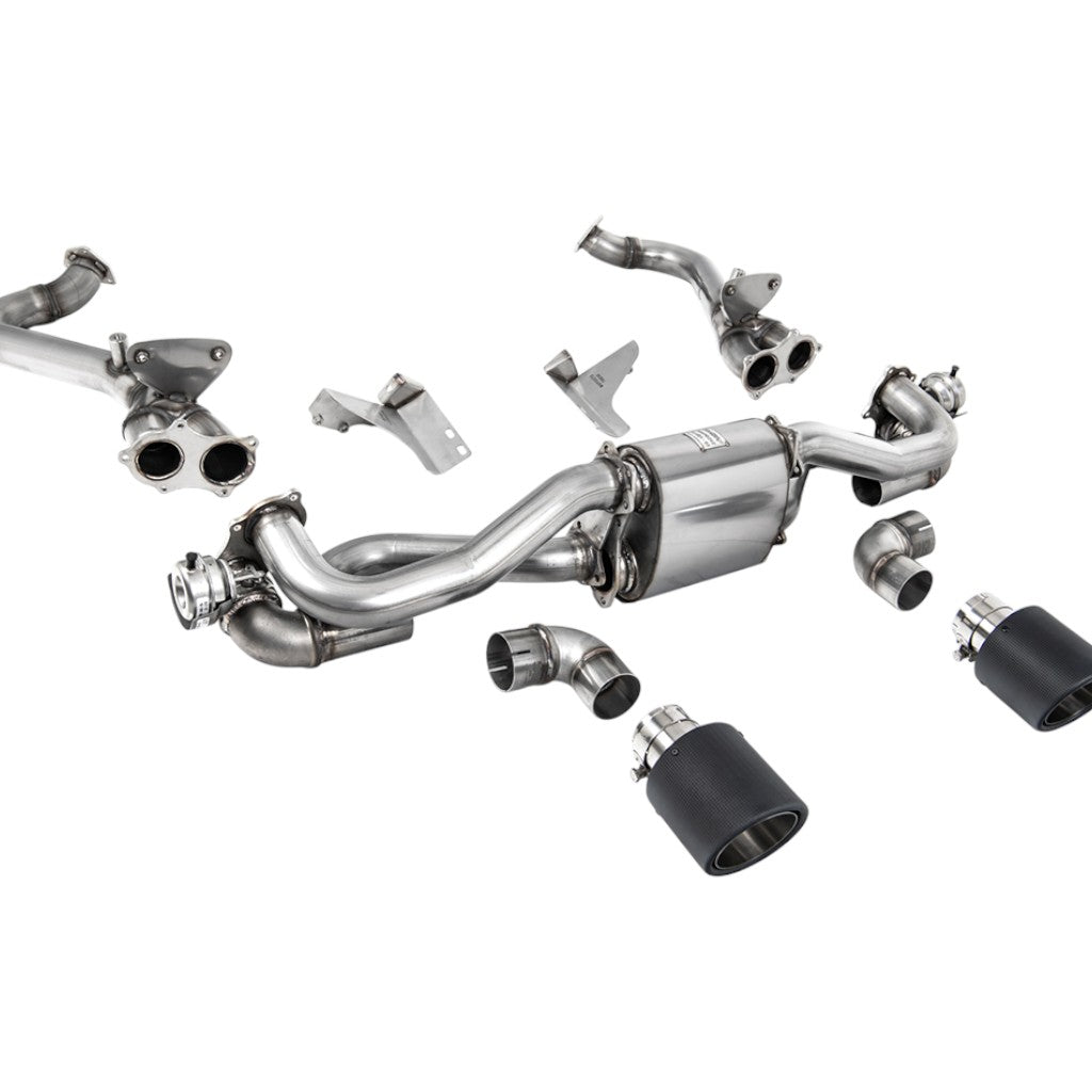MILLTEK SSXPO166 Cat-Back Exhaust, 2.37" (Carbon JET-115 Trims) for PORSCHE 718 Boxster GTS / Cayman GT4 2020- Photo-0 
