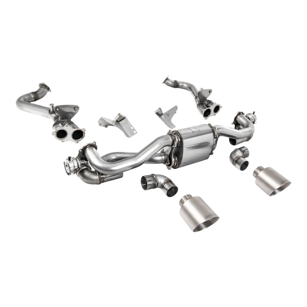 MILLTEK SSXPO186 Cat-Back Exhaust, 2.37" (Brushed Titanium GT-115 Trims) for PORSCHE 718 Boxster GTS / Cayman GT4 2020- Photo-0 