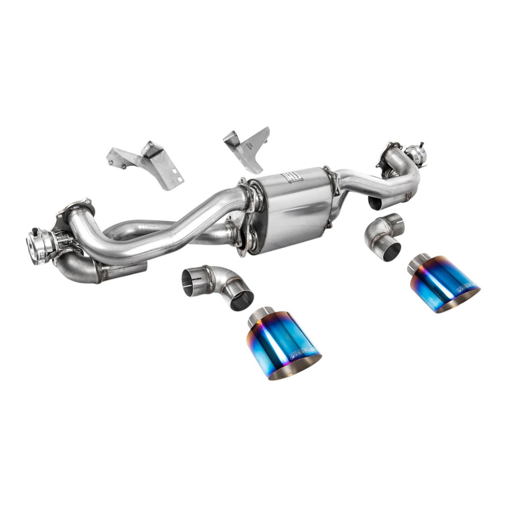 MILLTEK SSXPO192 Filter-Back Exhaust, 2.37" (Blue Titanium GT-115 Trims) for PORSCHE 718 Boxster GTS / Cayman GT4 2020- Photo-0 