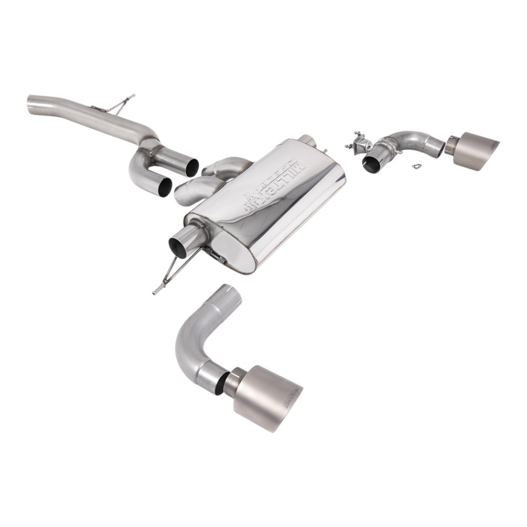 MILLTEK SSXTY140 Filter-Back Exhaust, 2.76" (Brushed Titanium GT-115 Trims) for TOYOTA GR Supra 2.0 Turbo EU (A90) 2021- Photo-0 