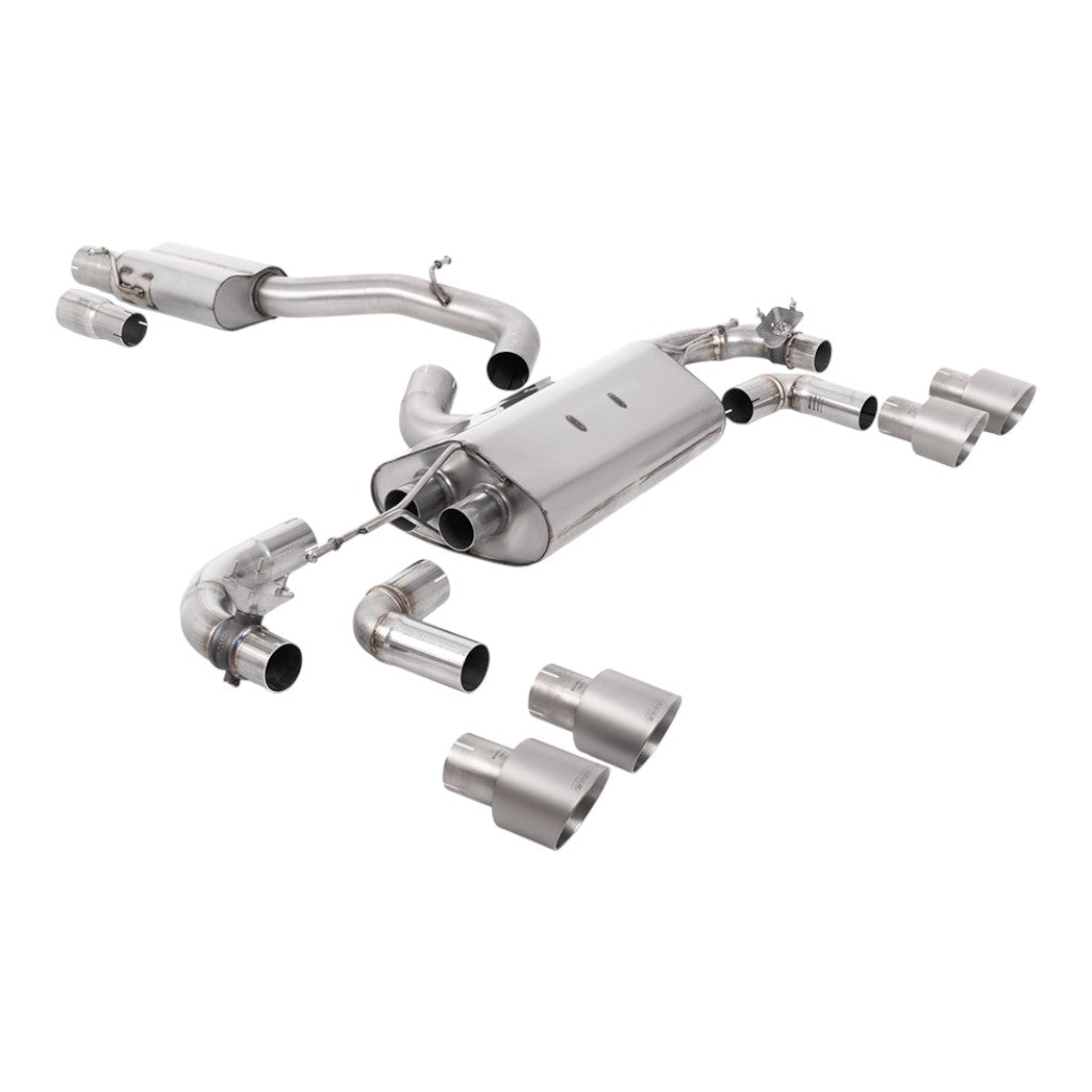 MILLTEK SSXVW653 Cat-Back Exhaust, 3.15" (Titanium GT-100 Tips) for VW Golf R (MK7.5) Photo-0 
