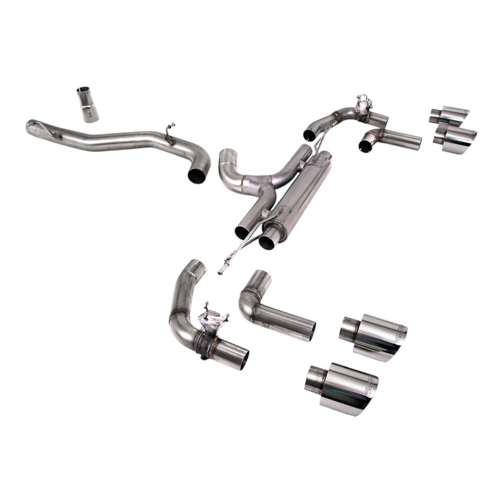 MILLTEK SSXVW667 Filter-Back Exhaust, 3.15" (Polished GT-115 Trims) for VW Golf R (MK8) Photo-0 