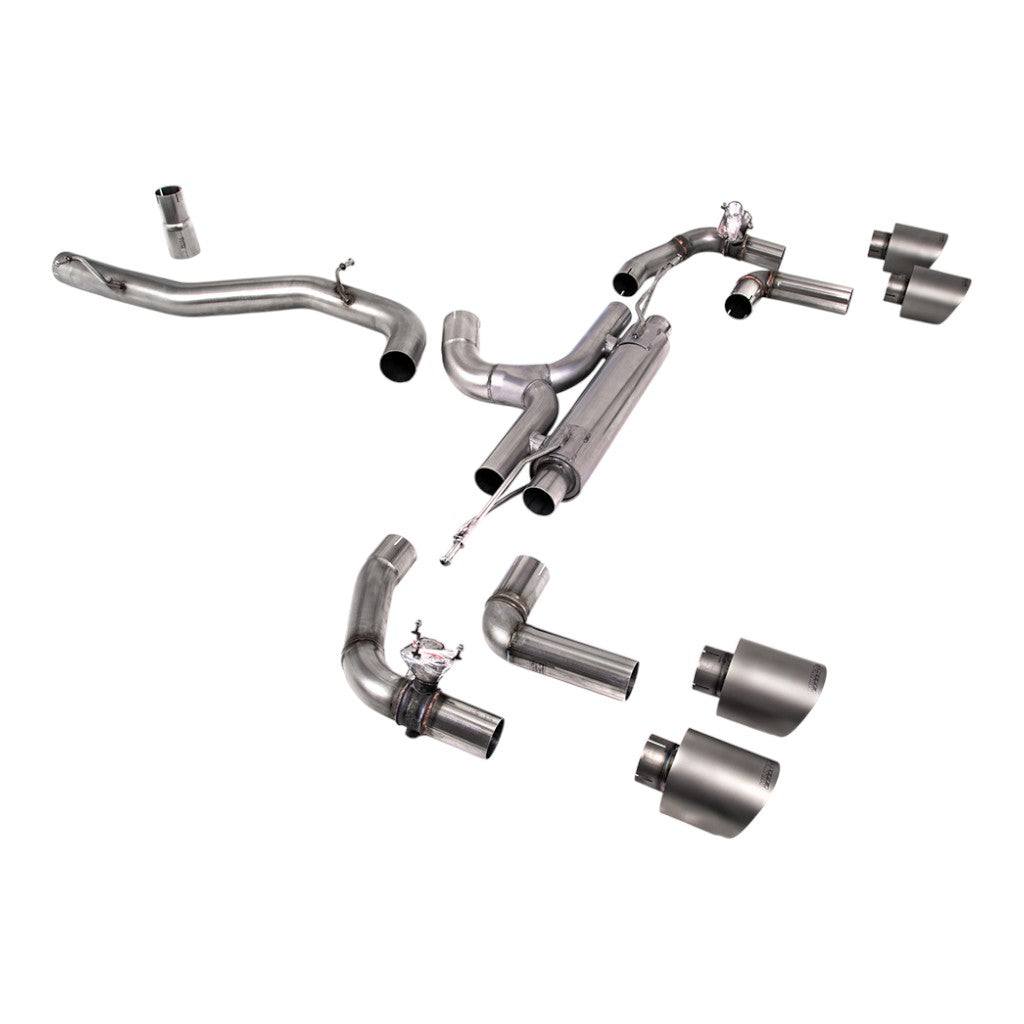 MILLTEK SSXVW669 Cat-Back Exhaust, 3.15" (Brushed Titanium GT-115 Trims) for VW Golf R (MK8) Photo-0 