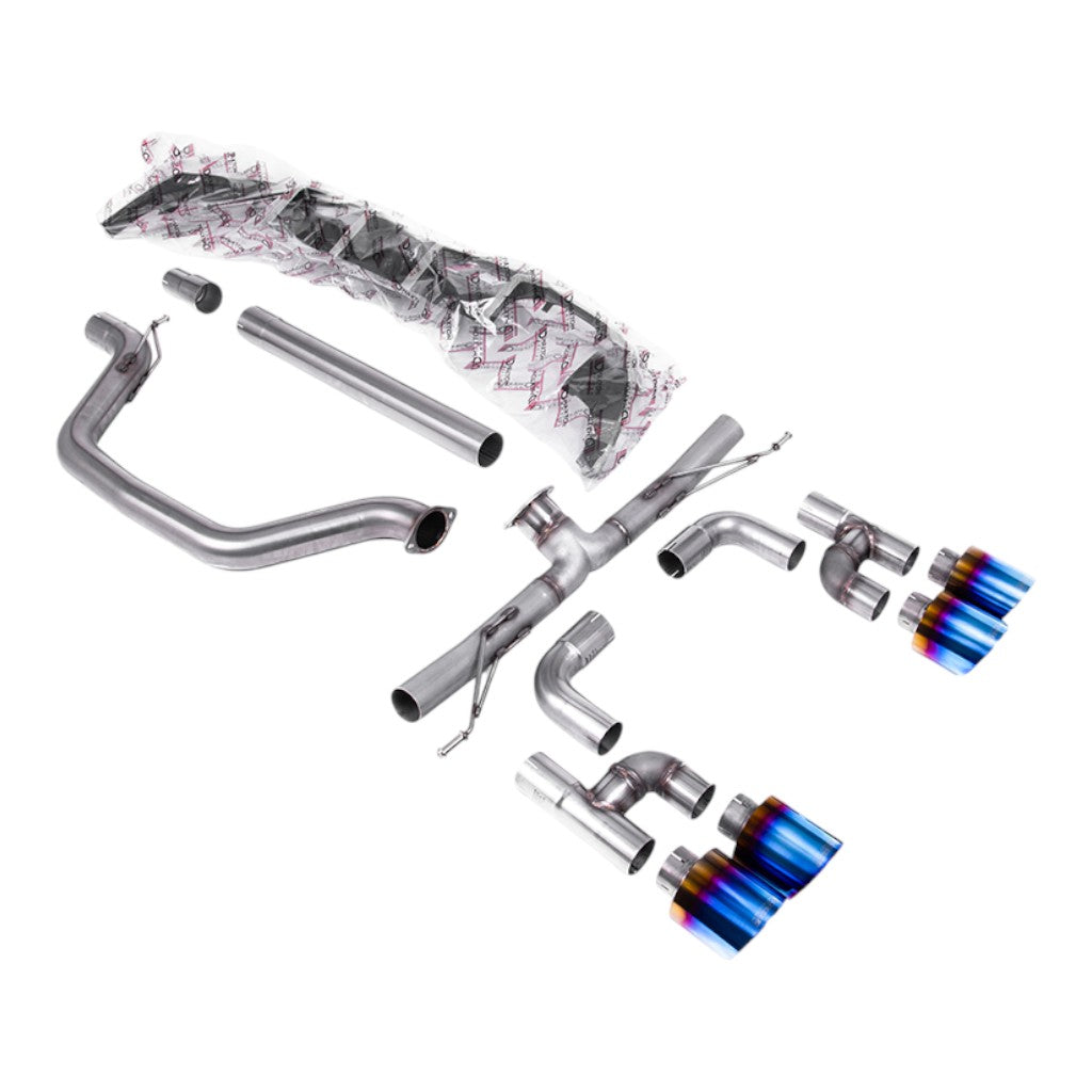 MILLTEK SSXVW695 Filter-Back Exhaust, 3.15" (Blue Titanium GT-115 Tips) for VW Golf GTI (MK8) Photo-0 