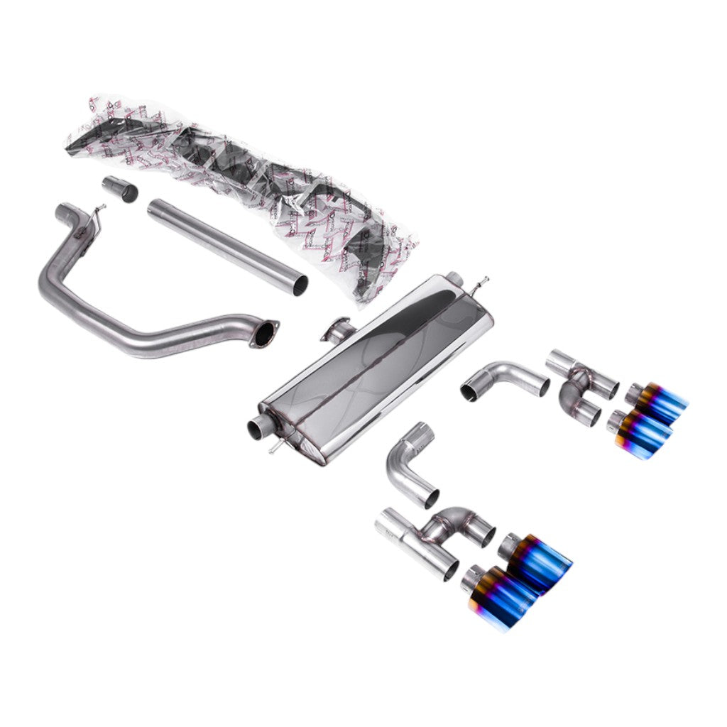 MILLTEK SSXVW698 Cat-Back Exhaust, 3.15" (Blue Titanium GT-115 Tips) for VW Golf GTI (MK8) Photo-0 
