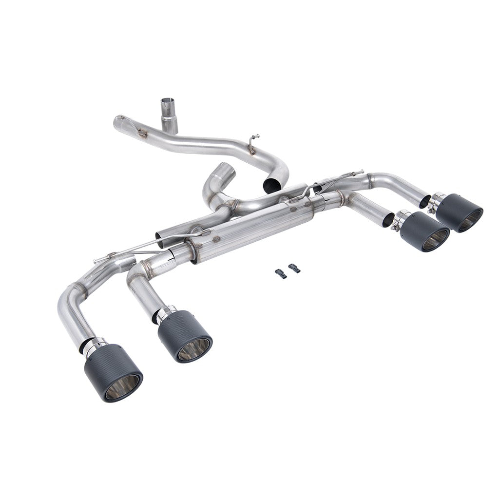 MILLTEK SSXVW702 Filter-Back Exhaust, 3.15" (Carbon JET-115 Trims) for VW Golf R (MK8) Photo-0 
