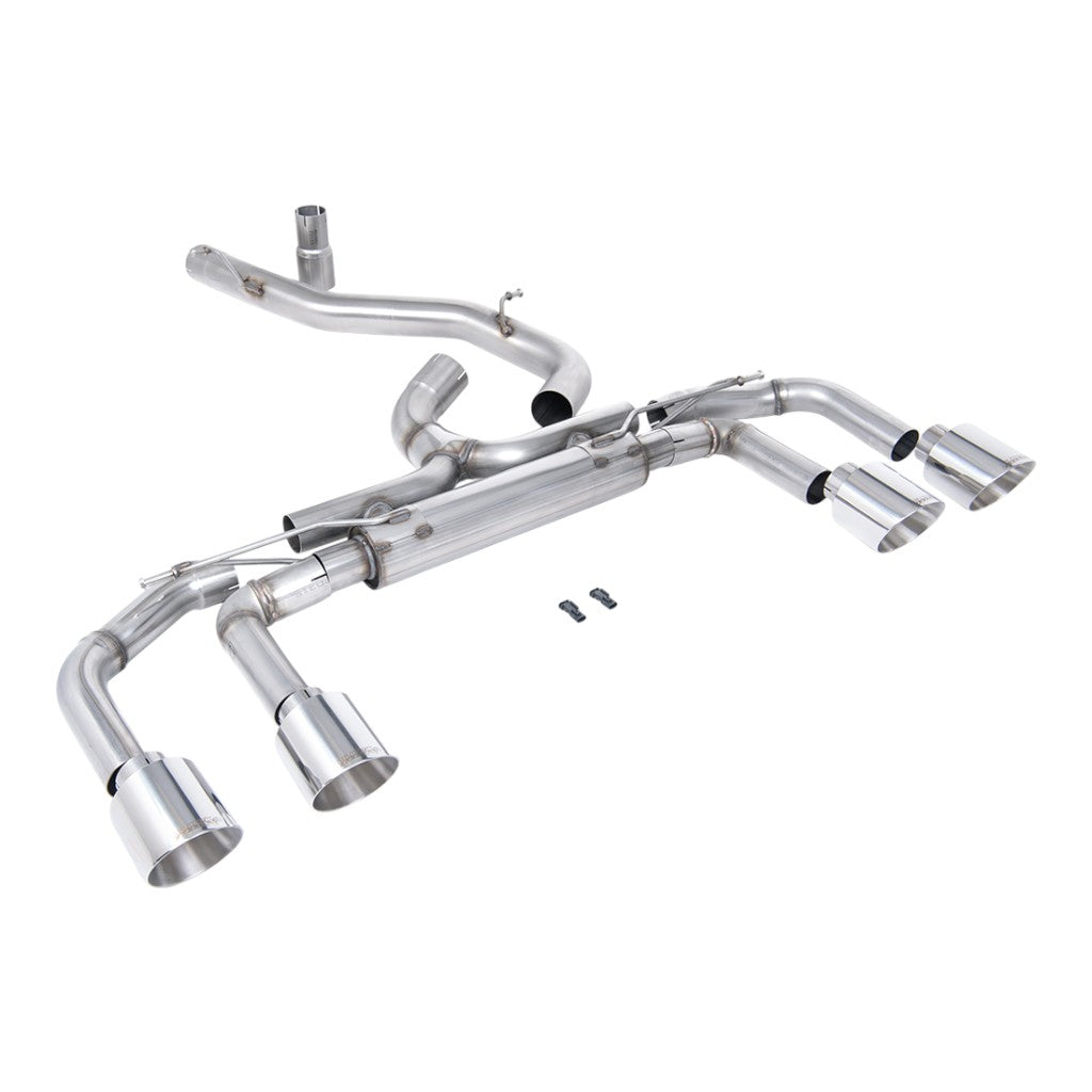 MILLTEK SSXVW703 Filter-Back Exhaust, 3.15" (Polished GT-115 Trims) for VW Golf R (MK8) Photo-0 