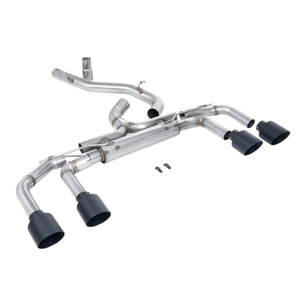 MILLTEK SSXVW705 Filter-Back Exhaust, 3.15" (Cerakote Black GT-115 Trims) for VW Golf R (MK8) Photo-0 