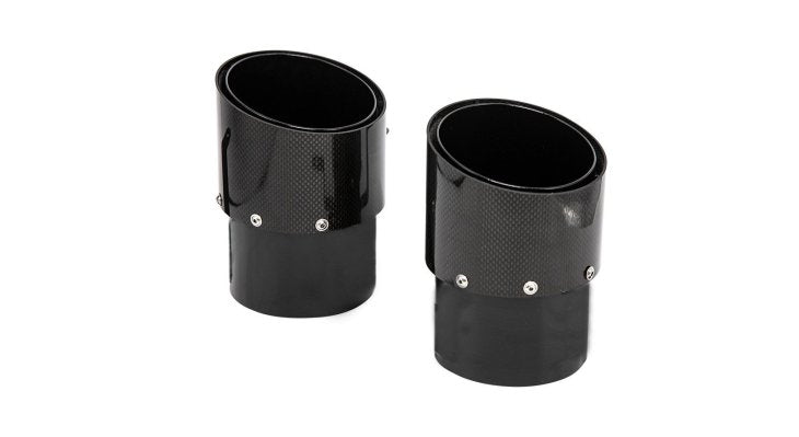 NOVITEC M1 004 56 Carbon-stainless steel tailpipes gold-plated with 999 fine gold with cover Carbon matte (2 pieces) for MASERATI MC20 Photo-0 