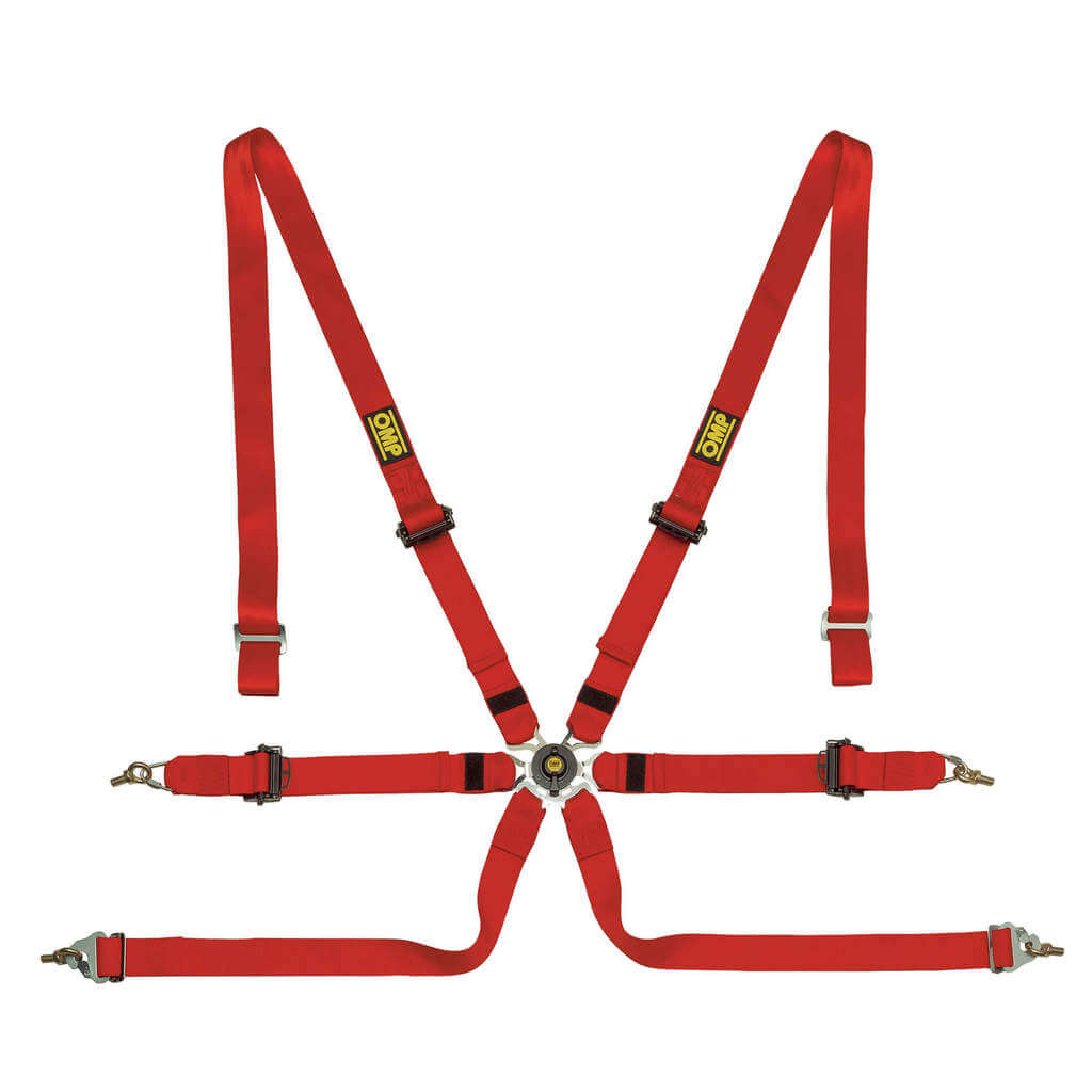 OMP DA0-0202-A01-061 Safety Harness One 2", 6-point, FIA 8853-2016, Red Photo-0 