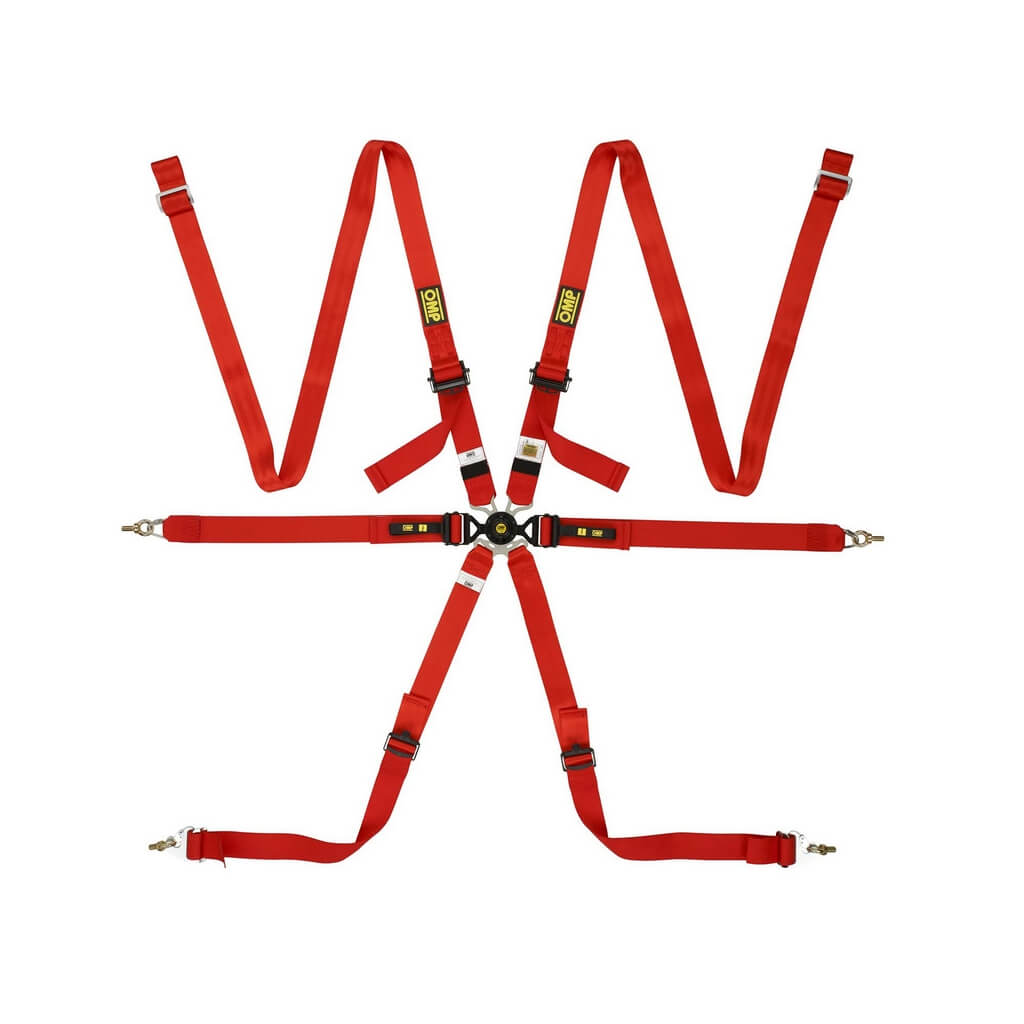 OMP DA0-0202-A05-061 Safety Harness One Versa Endurance 2", 6-point, FIA 8853-2016, Red Photo-0 