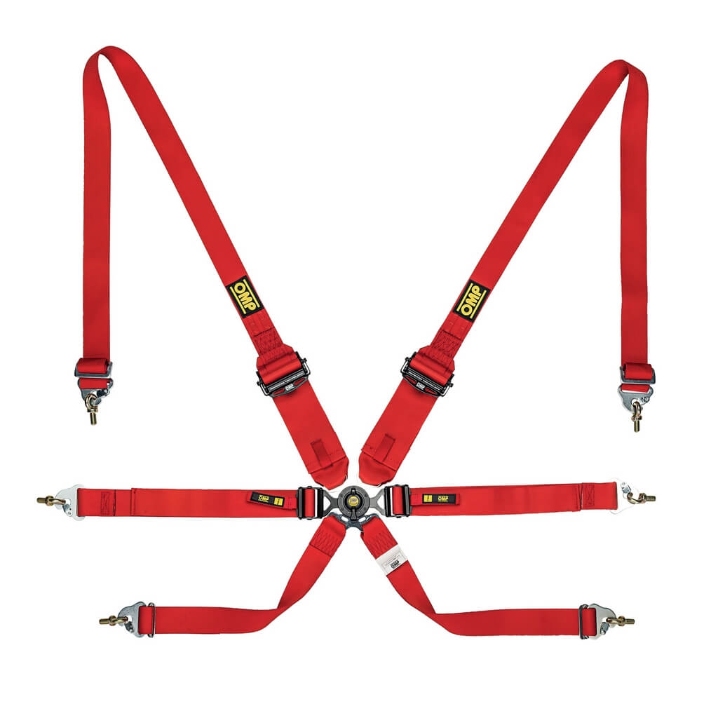 OMP DA0-0205-A02-061 Safety Harness One Endurance 2", 6-point, FIA 8853-2016, Red Photo-0 