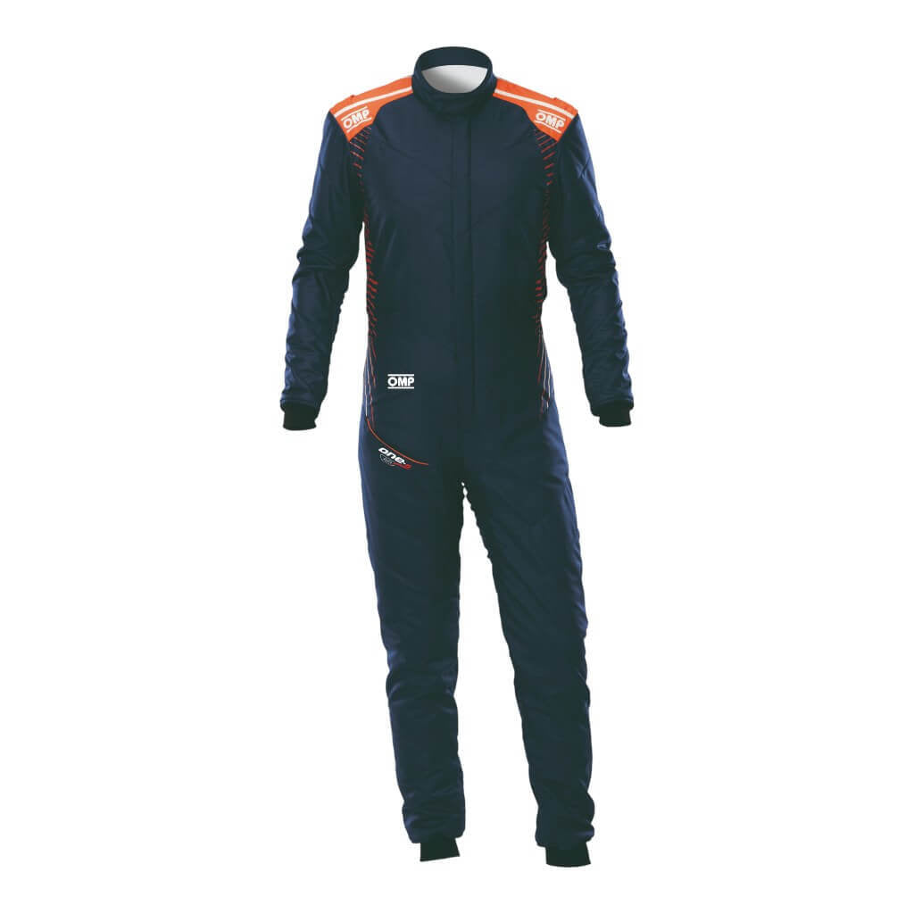OMP IA0-1876-A01-249-62 Racing Suit One-S Air, FIA 8856-2018, Navy Blue/Fluo Orange, Size 62 Photo-0 