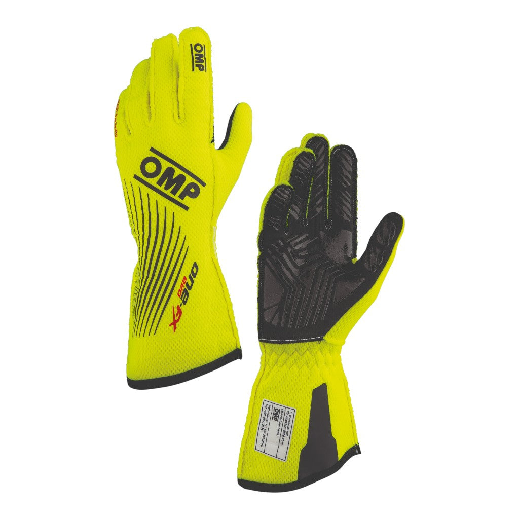 OMP IB0-0773-C01-099-XS Racing Gloves One Evo FX MY2026, FIA 8856-2018, Fluo Yellow, Size XS Photo-0 