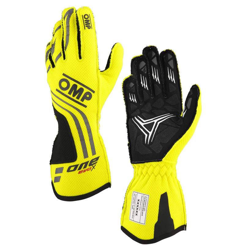 OMP IB0-0775-A01-099-S Racing Gloves One Evo-X MY24, FIA 8856-2018, Fluo Yellow, Size S Photo-0 