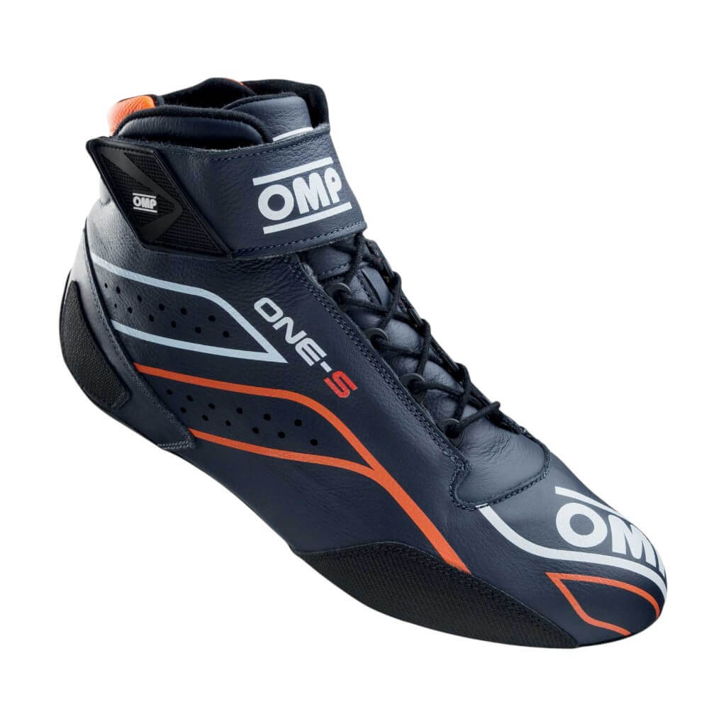 OMP IC0-0822-A03-249-45 Racing Shoes One-S, FIA 8856-2018/SFI, Navy Blue/Fluo Orange, Size 45 Photo-0 