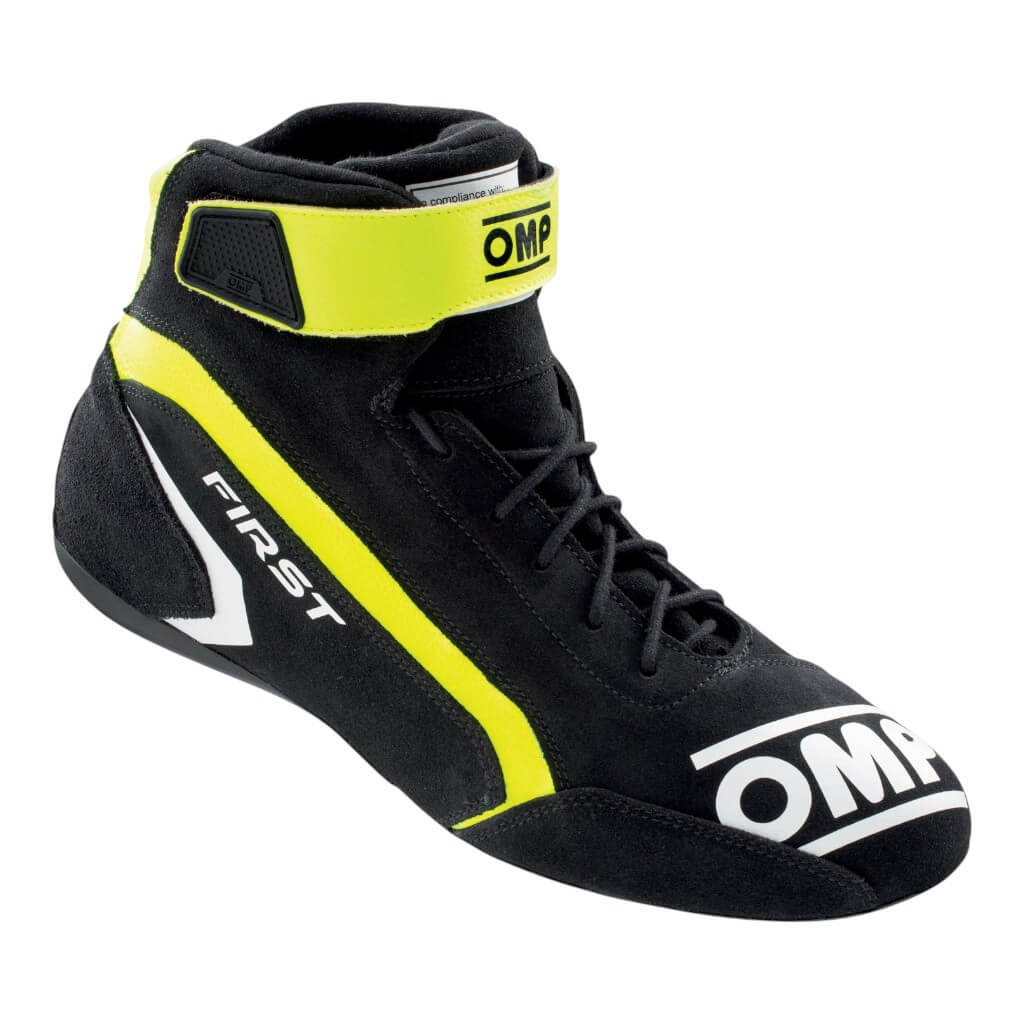OMP IC0-0824-A01-182-37 Racing Shoes First MY2021, FIA 8856-2018, Anthracite / Yellow Fluo, Size 37 Photo-0 