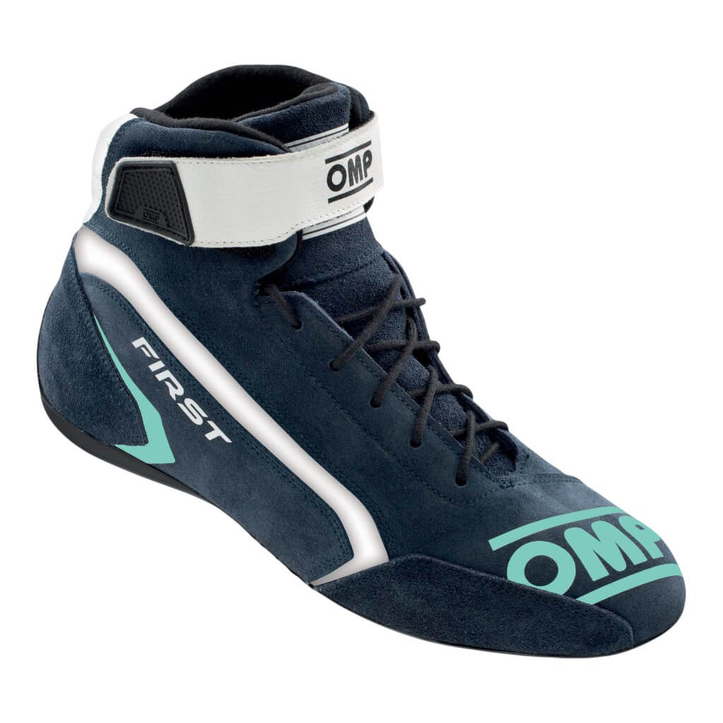 OMP IC0-0824-A01-248-47 Racing Shoes First MY2021, FIA 8856-2018, Navy Blue / Tiffany, Size 47 Photo-0 