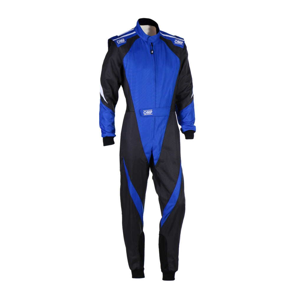 OMP KA0-1734-AK1-075-130 Karting Suit KS-3X for Kids, FIA 8877-2022, Black / Blue, Size 130 Photo-0 