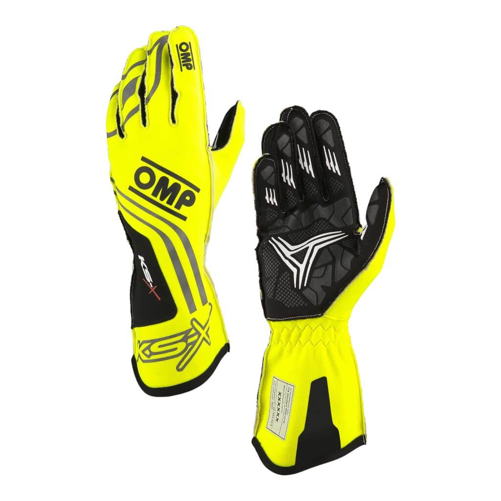 OMP KB0-2751-A01-099-S Karting Gloves KS-X, FIA 8877-2022, Fluo Yellow, Size S Photo-0 