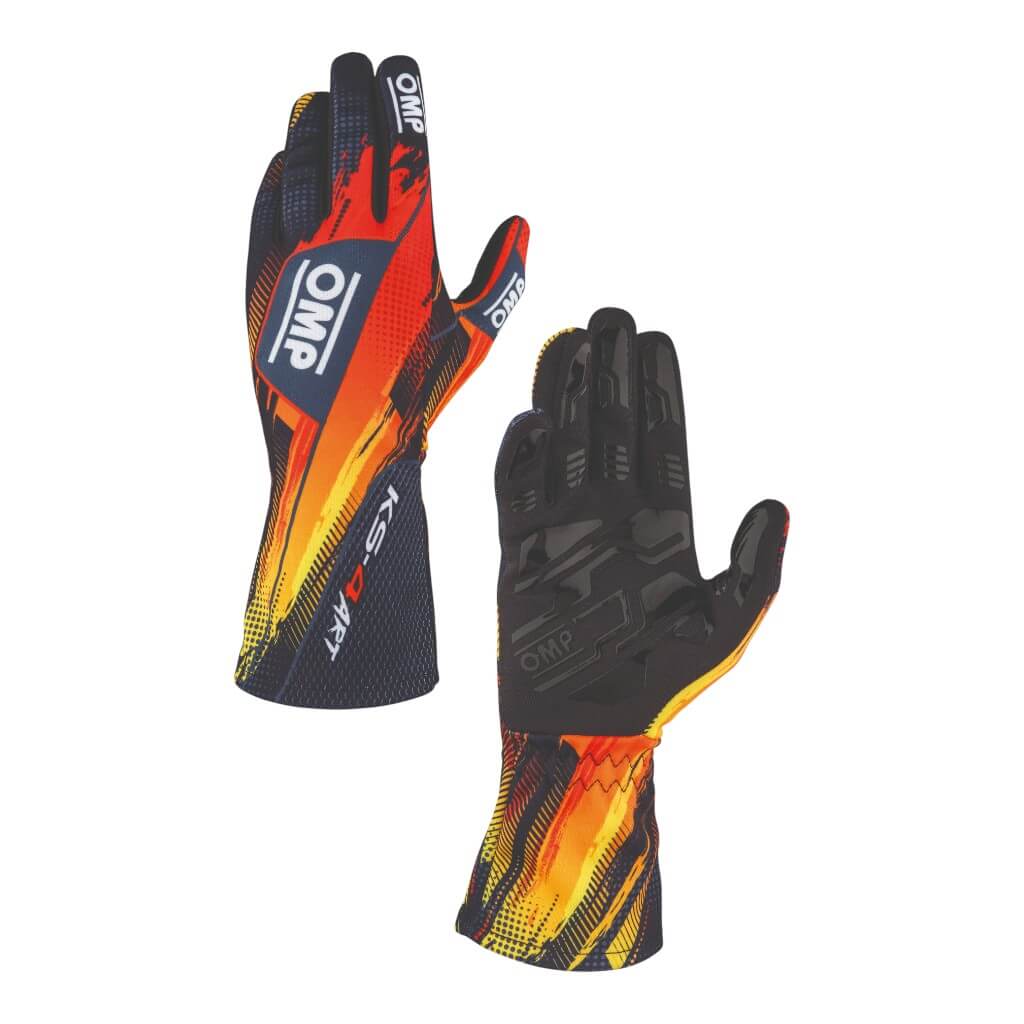 OMP KB0-2757-A01-078-XS Kart Gloves KS-4 Art, Black/Orange, Size XS Photo-0 