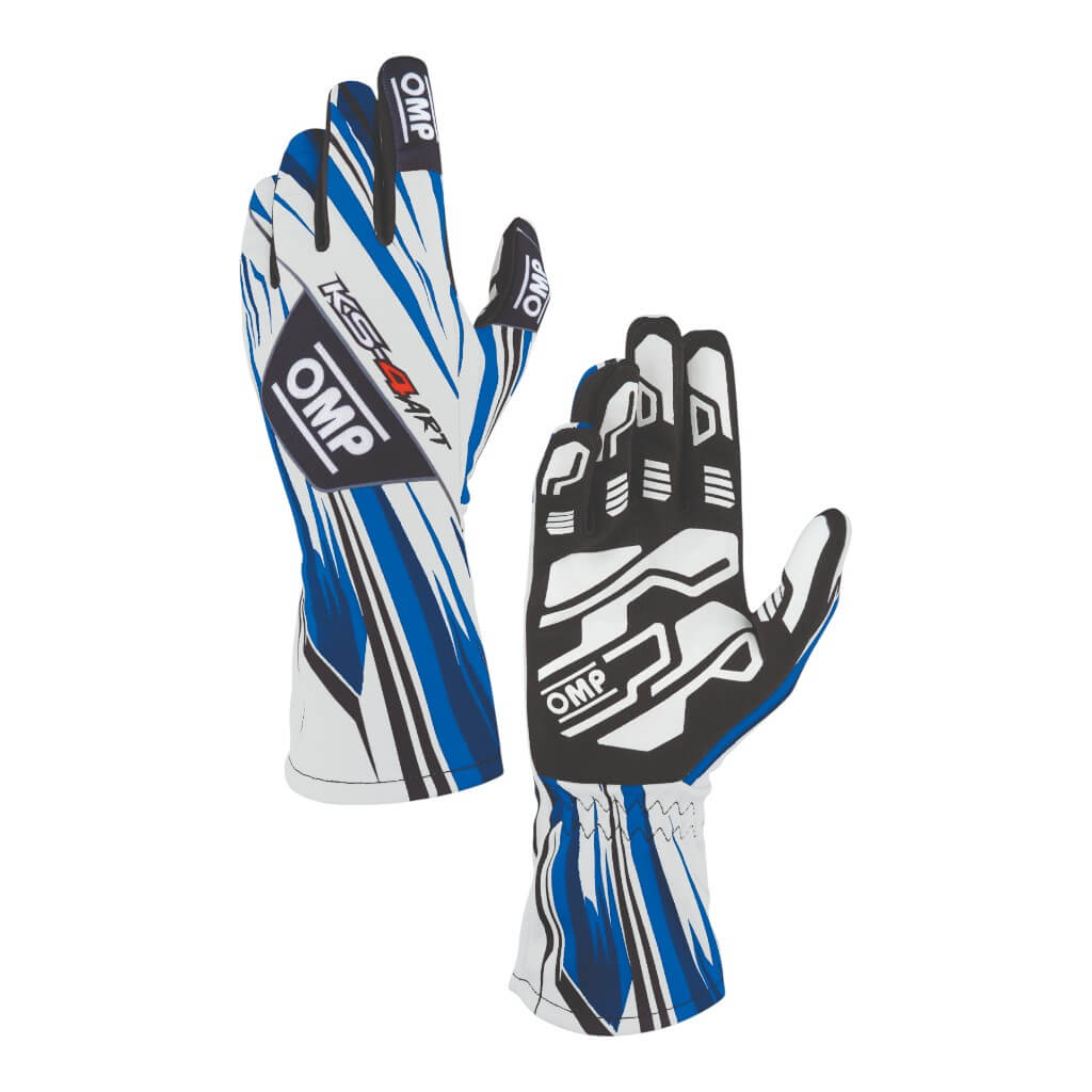 OMP KB0-2757-A01-135-XL Kart Gloves KS-4 Art, White/Blue, Size XL Photo-0 