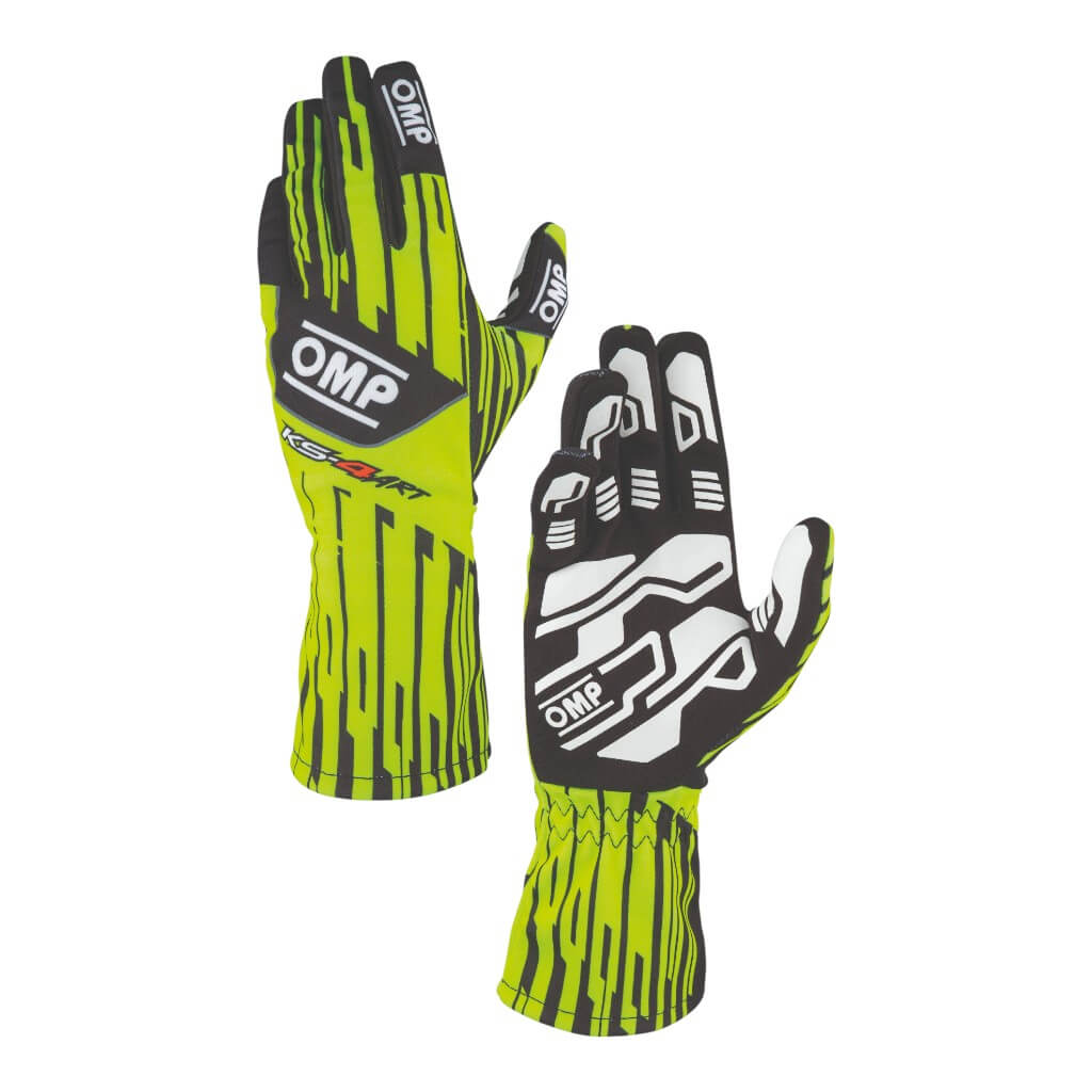 OMP KB0-2757-A01-153-005 Child Kart Gloves KS-4 Art, Fluo Yellow/Black, Size 5 Photo-0 