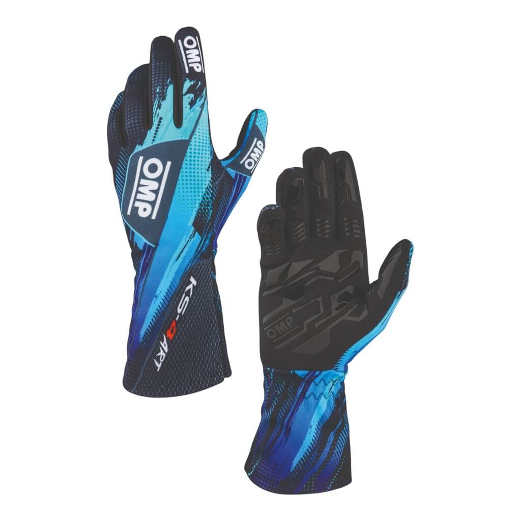 OMP KB0-2757-A01-275-006 Child Kart Gloves KS-4 Art, Black/Cyan, Size 6 Photo-0 
