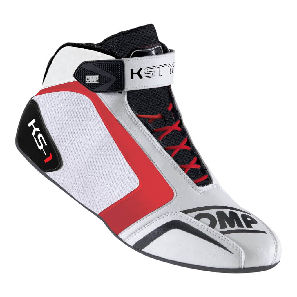 OMP KC0-0815-A01-120-47 Karting Shoes KS-1, White / Black / Red, Size 47 Photo-0 