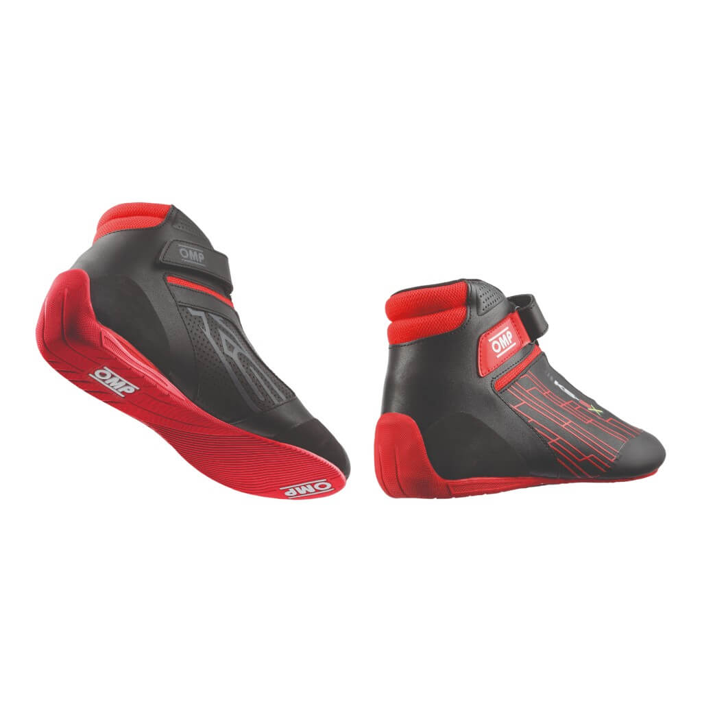 OMP KC0-0839-AK1-073-35 Child Kart Shoes KS-2X, FIA 8877-2022, Black/Red, Size 35 Photo-1 
